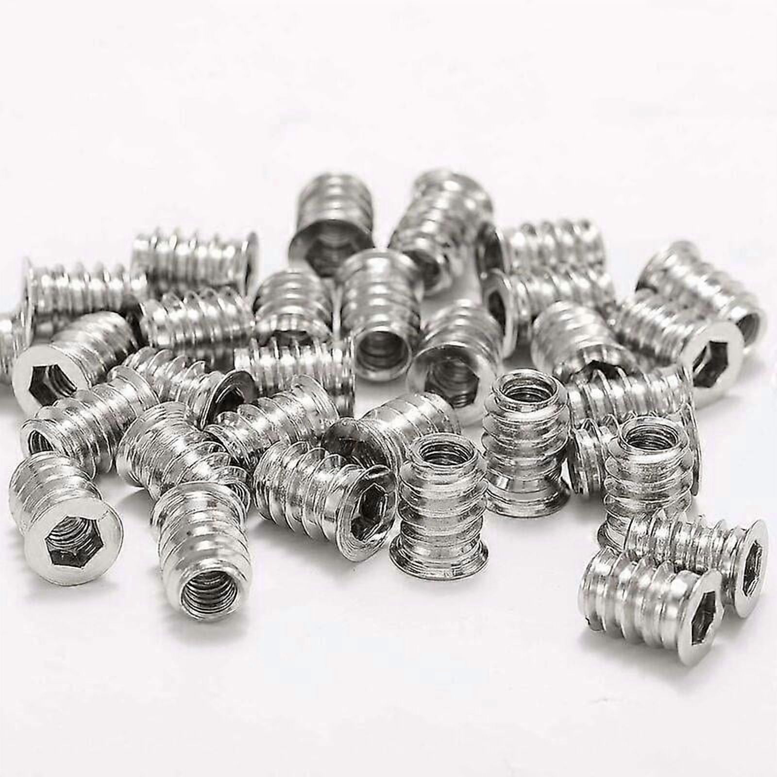 100PCS Wood Threaded Insert Hex Nut M6 x 15mm Zinc Alloy Screw Insert Threaded Socket Head Screw M6 Wood Insert for Furniture Chairs Wooden Beds