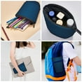 thumbnail image 5 of Xecao Dark Blue Print Telescopic Pencil Bag Pen Holder Pop Up Stationery Case Stand-up Retractable Transformer Bag Standing Organizer, 5 of 6
