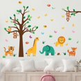 thumbnail image 4 of Forest animal tree children wall stickers ape elephant giraffe, kids decor., 4 of 5