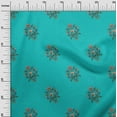 thumbnail image 2 of oneOone Cotton Flex Turquoise Blue Fabric Leaves & Floral Block Dress Material Fabric Print Fabric By The Yard 40 Inch Wide, 2 of 4