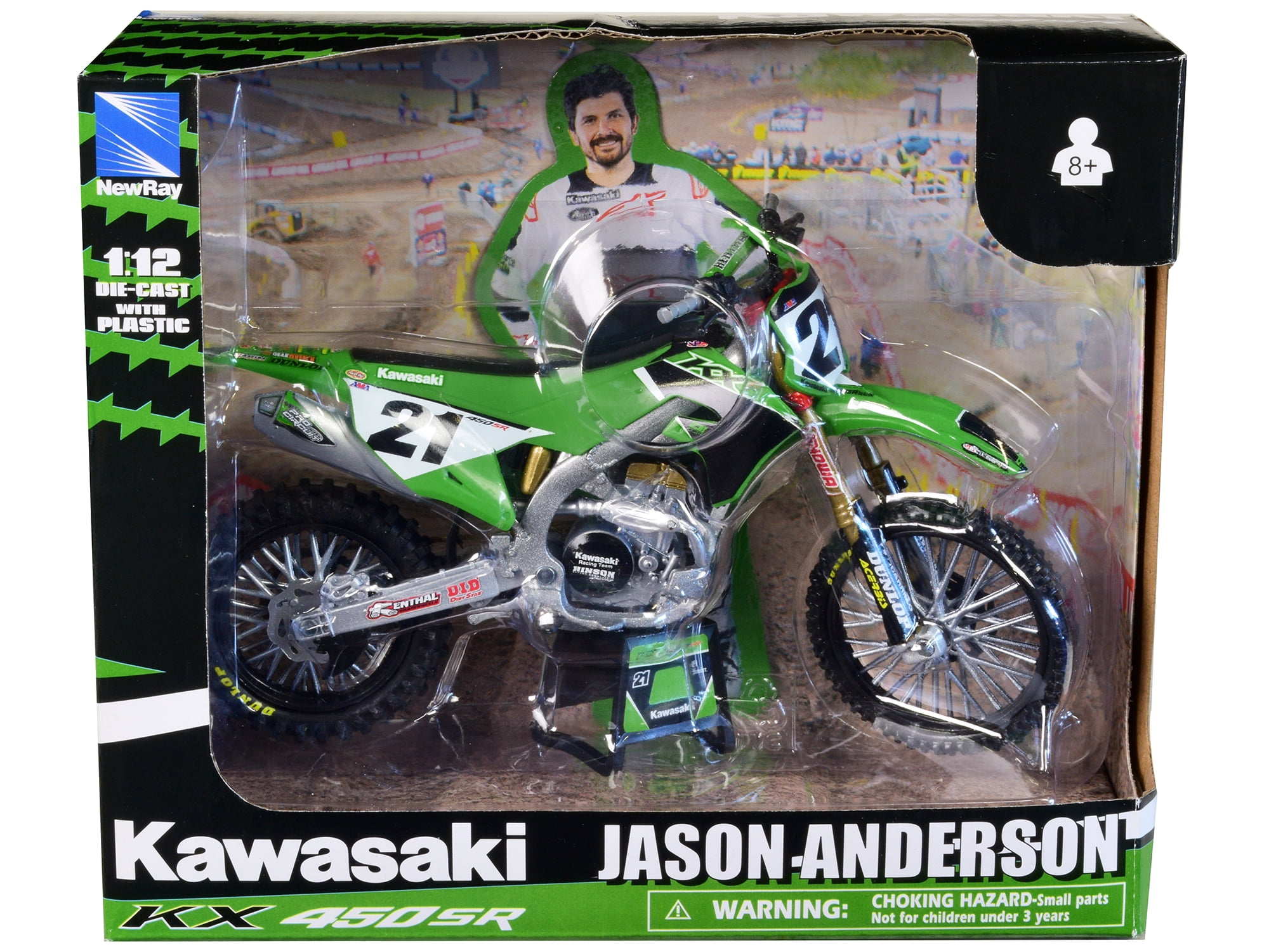 New Ray Toys 1/12 Kawasaki KX450SR Dirt Bike, Jason Anderson