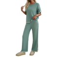 thumbnail image 2 of Short-Sleeved Knitted Trousers Suit Light Green XS, 2 of 7