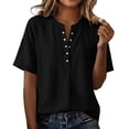 thumbnail image 5 of GUACER Tops for Women Button Down Short Sleeve Henley Shirt, Summer Loose Fit Casual Blouse, 5 of 6