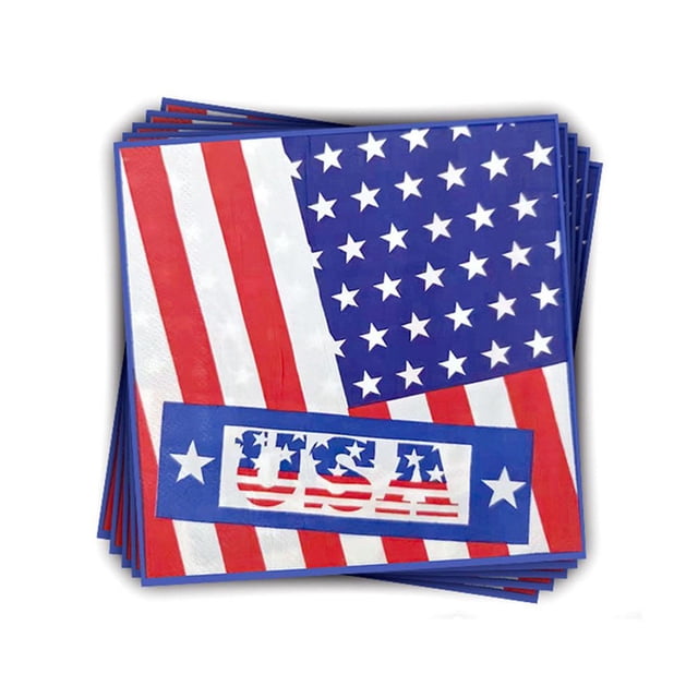 20-Pack Patriotic Napkins, Festive Holiday Designs, for Home Use