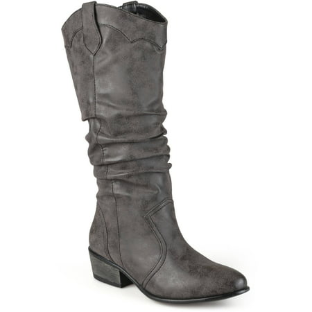Women's Wide Calf Faux Leather Slouch Riding (Best Leather Riding Boots)
