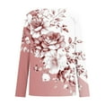 thumbnail image 4 of Women's Long Sleeve Tops Floral Printed V Neck Casual Fashion T-shirts for Spring Fall Winter Tshirts Loose Fit (2XL, Pink), 4 of 5