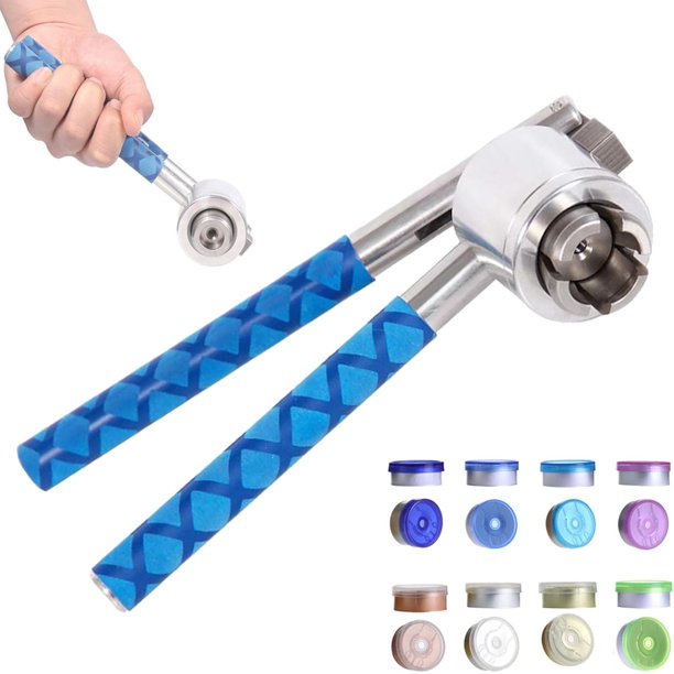 Crimpadora de viales de 13/15/20 mm, para tapas de aluminio/aluminio-plástico, de acero inoxidable 304, de mano - Herramienta para crimpar tapas de botellas/medicamentos, B-20 mm