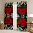 thumbnail image 2 of jejeloiu Rustic Western Aztec Blackout Curtains Set of 2 (52x84 Each),Retro Bohemian Geometric Window Curtains,Red Brown Black Curtains and Drapes For Men Women,Home Decor, 2 of 6
