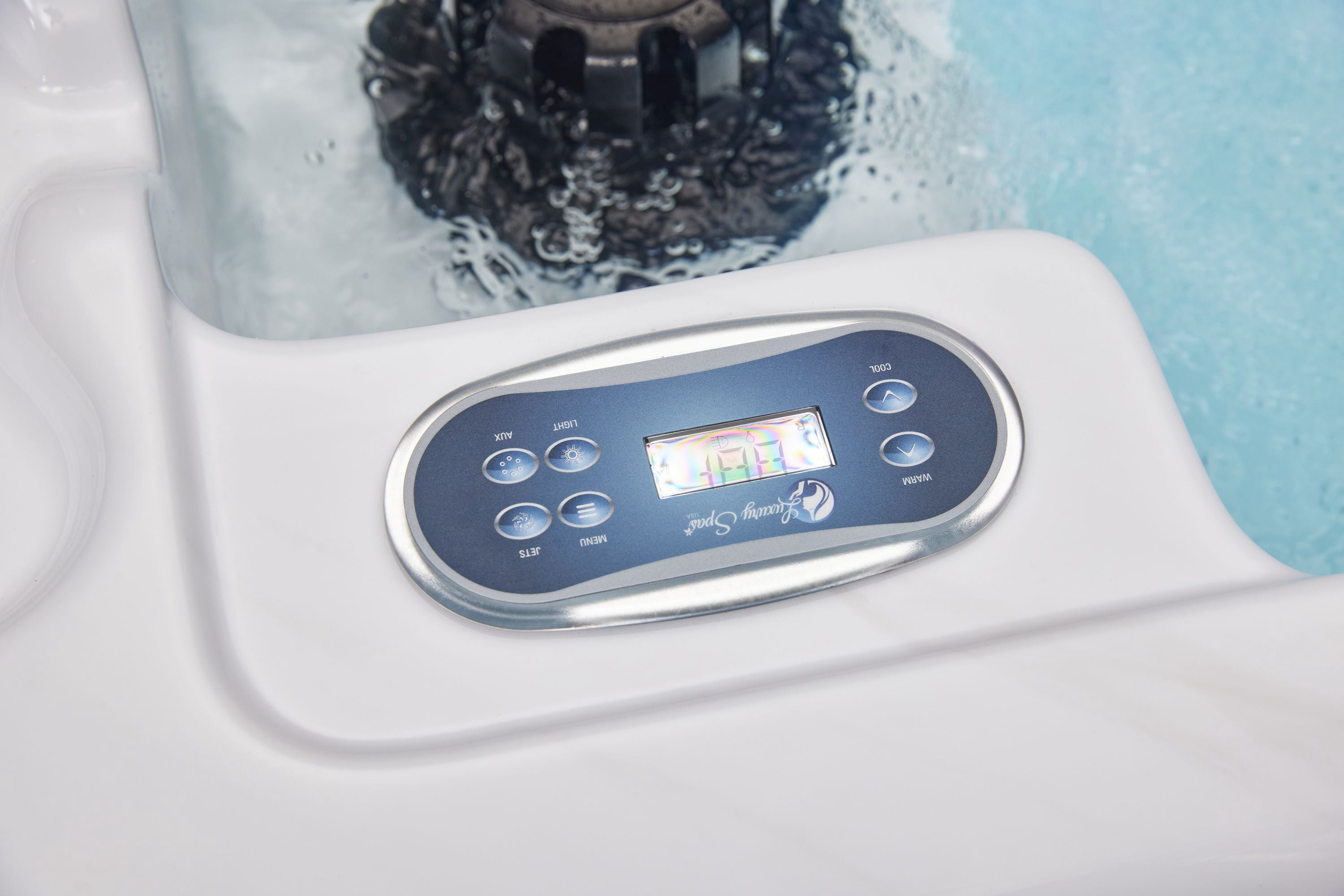 Riley 3-Person 26 Jet Hot Tub with Two Lounge Seats, Bluetooth Sound System, Underwater Lighting and Ozone