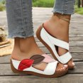 thumbnail image 5 of CYMMPU Women's Leaf Applique Wedge Slide Sandals Open Toe Slip On Footwear for Casual Summer Daily Wear White 39, 5 of 8