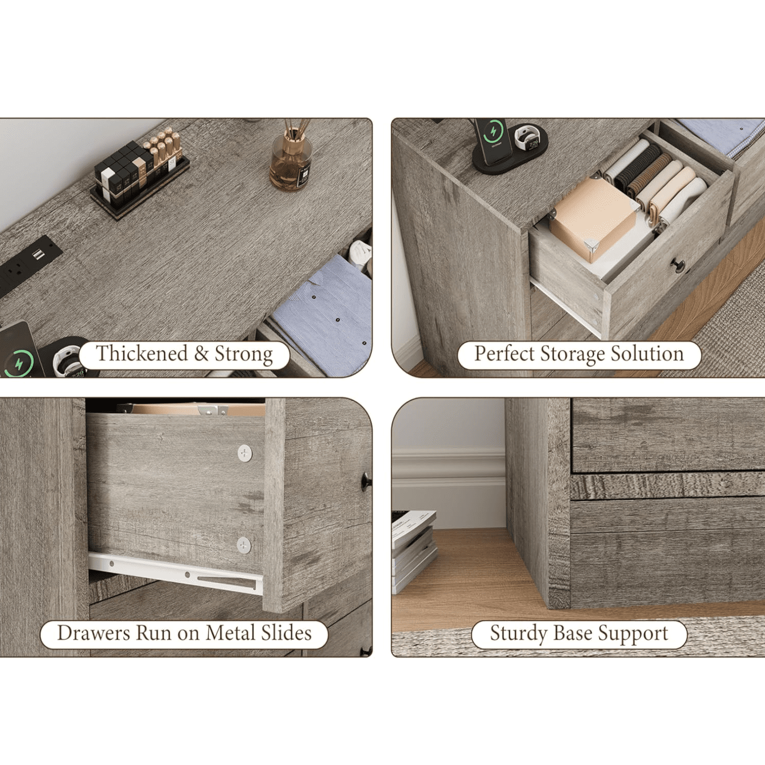 12 Drawer Dresser for Bedroom, 61 Inch Dresser with Power Outlet, Modern Chest of Drawer, Wood Triple Wide Drawer Organizer Cabinet for Bedroom, Living Room, Entryway, Hallway