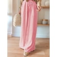 thumbnail image 4 of Women Casual Drawstring Elastic Waist Striped Wide Leg Pants with Pockets Red S, 4 of 6
