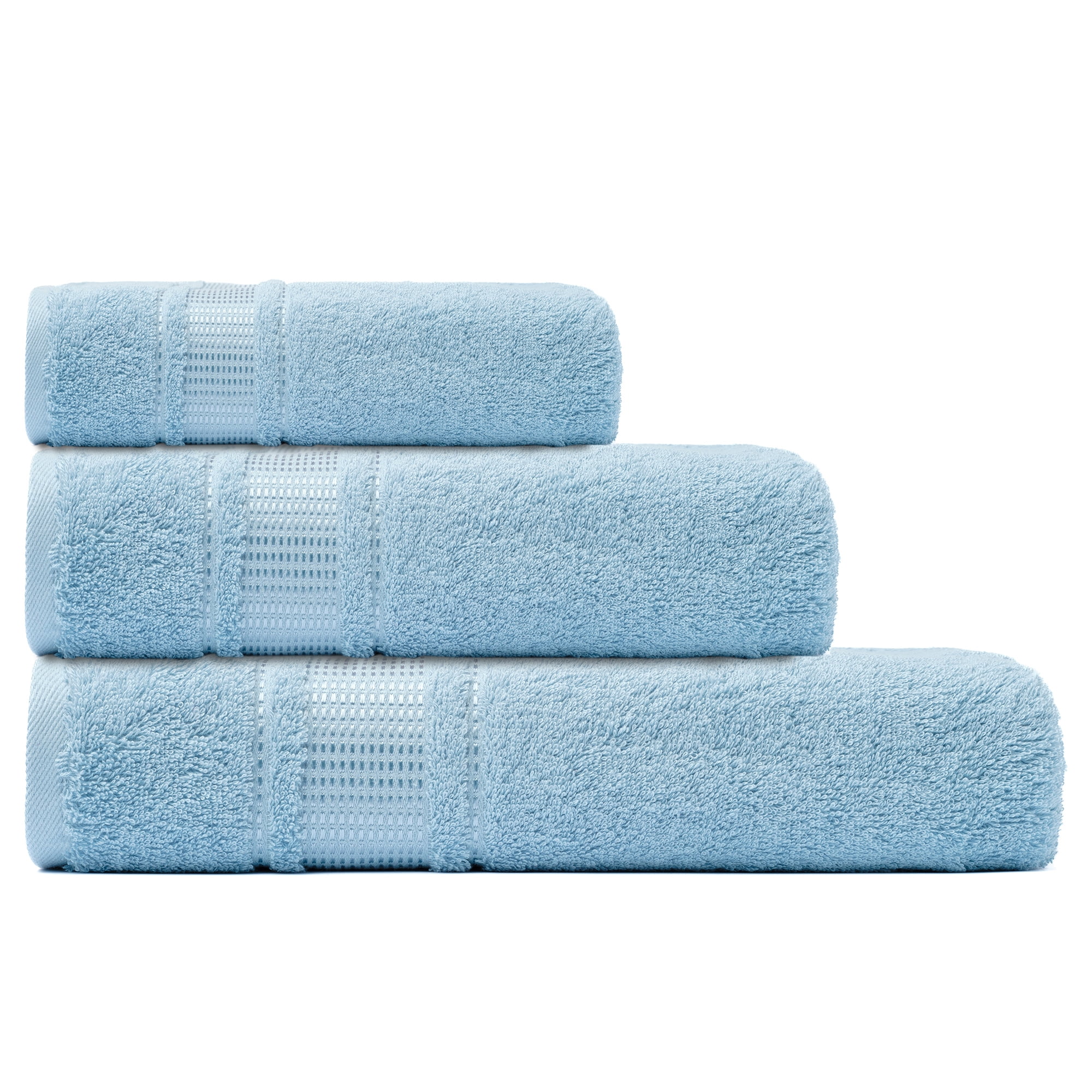 Melissa Linen Elegant Turkish Towels (Set of 3), Bath Towel, Hand Towel, Washcloth, Ocean Blue