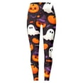 thumbnail image 4 of Fiaer Halloween Womens Leggings Plus Size Pumpkin Skeleton Spooky Slim Fit Yoga Pants Tummy Control Lifting Trousers Black8 XL, 4 of 4