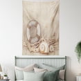 thumbnail image 4 of Coastal Tapestry, Welcome On Board Life Buoy Wooden Sepia Fishnet Holiday Maritime Theme Print, Wall Hanging for Bedroom Living Room Dorm Decor, 60W X 80L Inches, Tan Beige White, by Ambesonne, 4 of 5