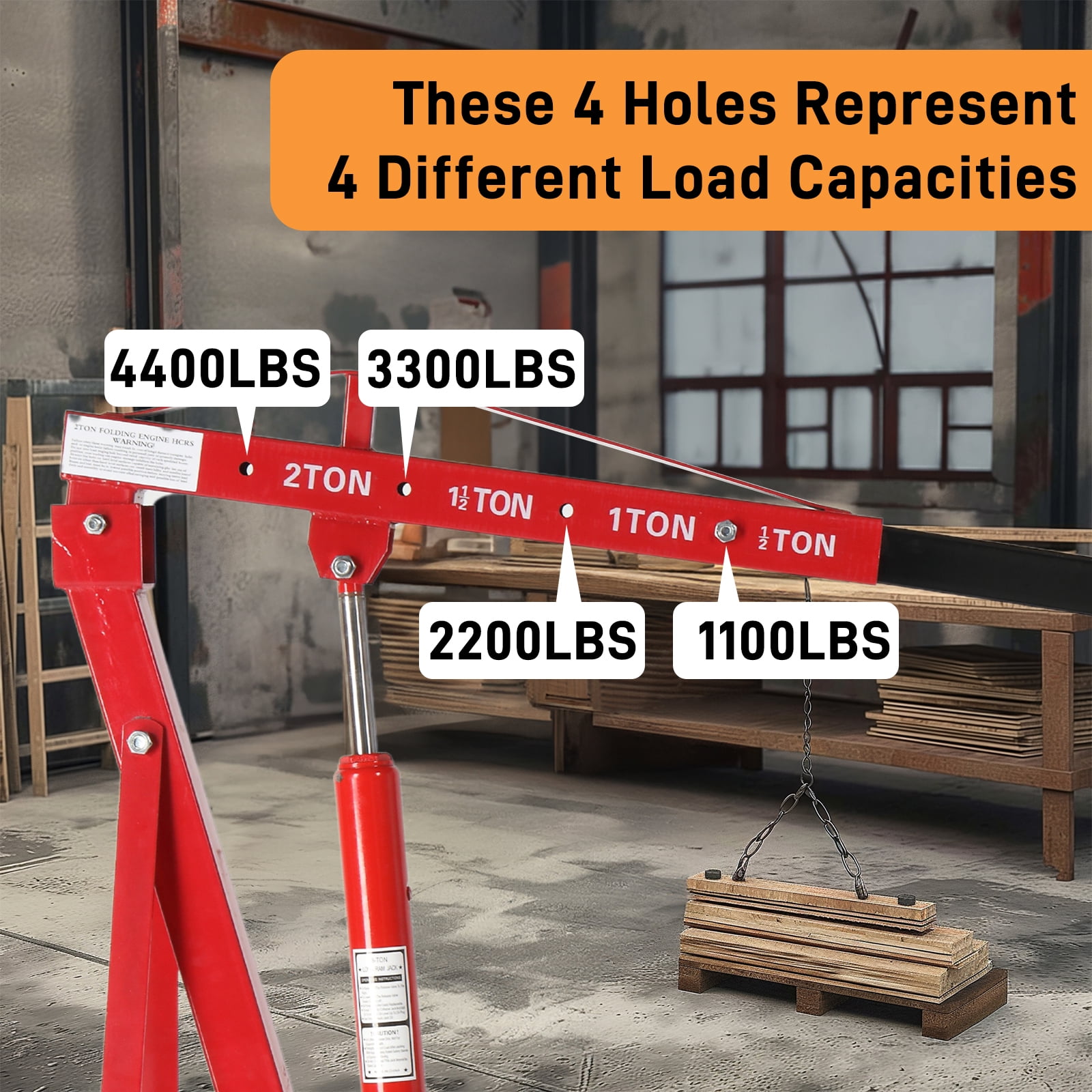 Ktaxon 2 Ton Engine Motor Hoist, Cherry Picker Crane for Car/SUV/Truck Engines, 4400LB Max Load, Red