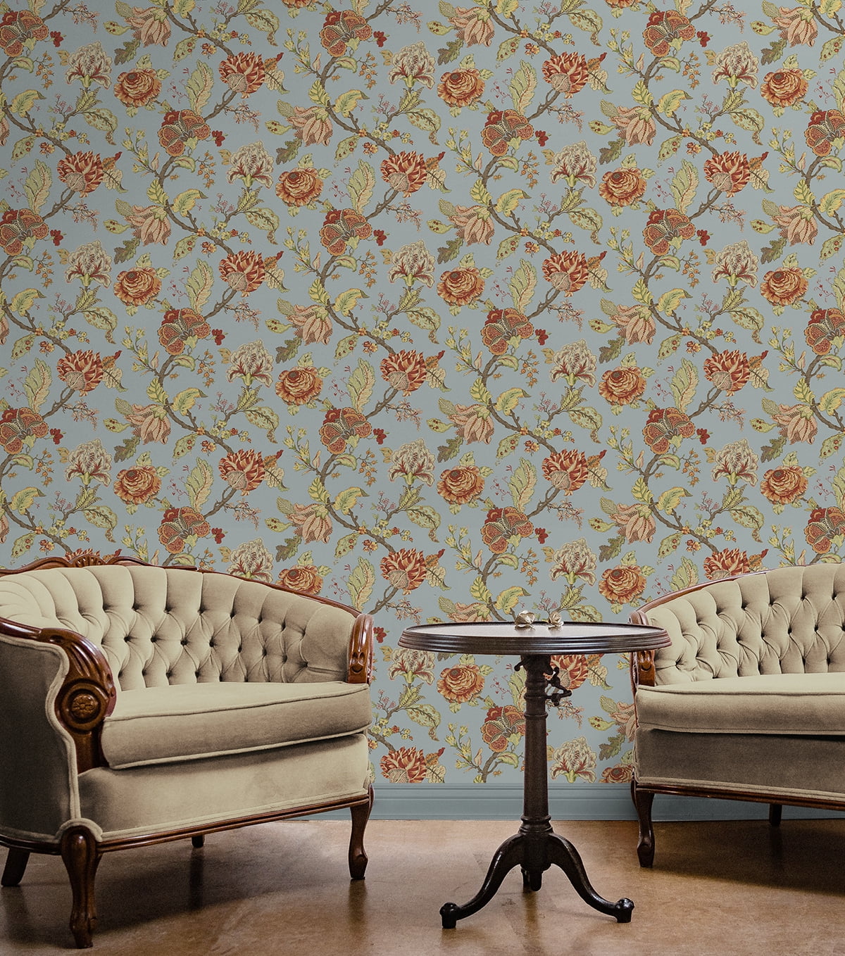 NextWall  Kianna Jacobean Peel and Stick Wallpaper 20.5 in. W x 18 ft. L - Blue Dusk