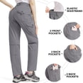 thumbnail image 4 of POENTAB Women's Hiking Zip Off Pants Convertible to Shorts with Multi Pockets Lightweight Camping Trousers Gray, 4 of 7