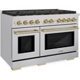 thumbnail image 3 of ZLINE Autograph Edition 48 in. 6.7 cu. ft. Paramount Double Oven Gas Range with 8 Burner Cooktop in Stainless Steel and Champagne Bronze Accents (SGRZ-48-CB), 3 of 7