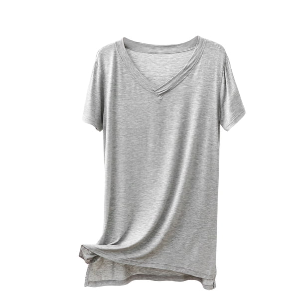 Fiudx Ofertas Flash Del Día Solo En Línea Camisa Informal Fina y Básica para Mujer, Top/Camisa Ajustada de Manga Corta con Cuello Redondo y Longitud Media
