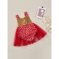 thumbnail image 3 of Seyurigaoka Valentine's Day Infant Girl Sleeveless Romper, Sequins Decor Princess Skirt Bodysuit, 3 of 8