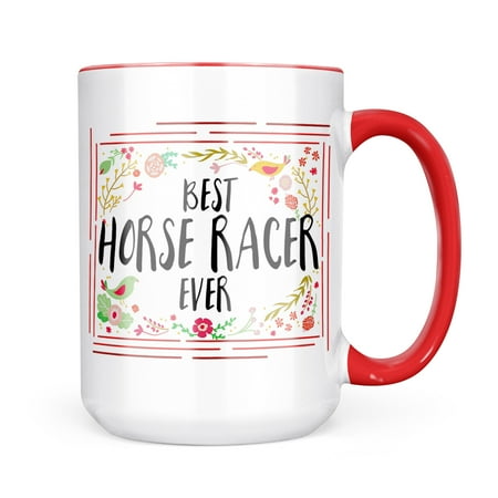 

Neonblond Happy Floral Border Horse Racer Mug gift for Coffee Tea lovers