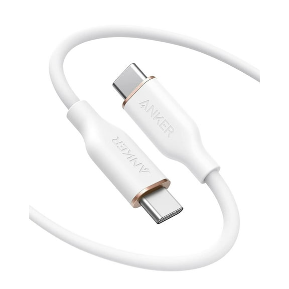 Anker Powerline III Flow, USB C to USB C Cable 100W 6ft, Type C Charging Cable Fast Charge (Cloud White)