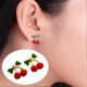 thumbnail image 2 of Pendientes de botón Shaofei con forma de cereza color dorado 1 cm, 2 of 5