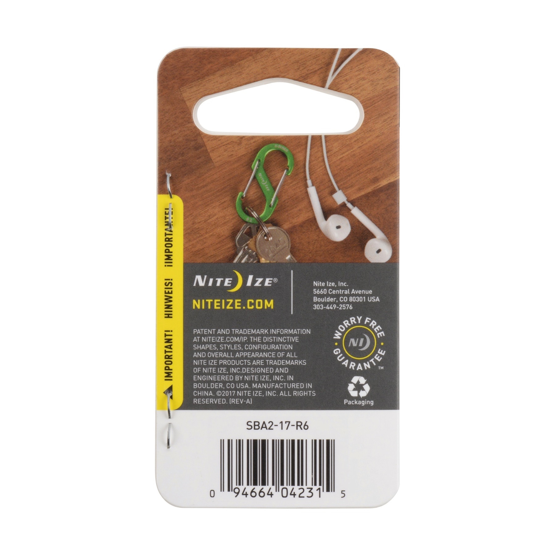 Nite Ize SlideLock Aluminum S-Biner - Locking Dual Carabiner For Keys & Gear, 4 Pack, Coyote