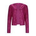 thumbnail image 2 of Womens Spring Jacket,Round Neck Long Sleeve Solid Color Cardigan Casual Versatile Sequin Jacket, 2 of 4
