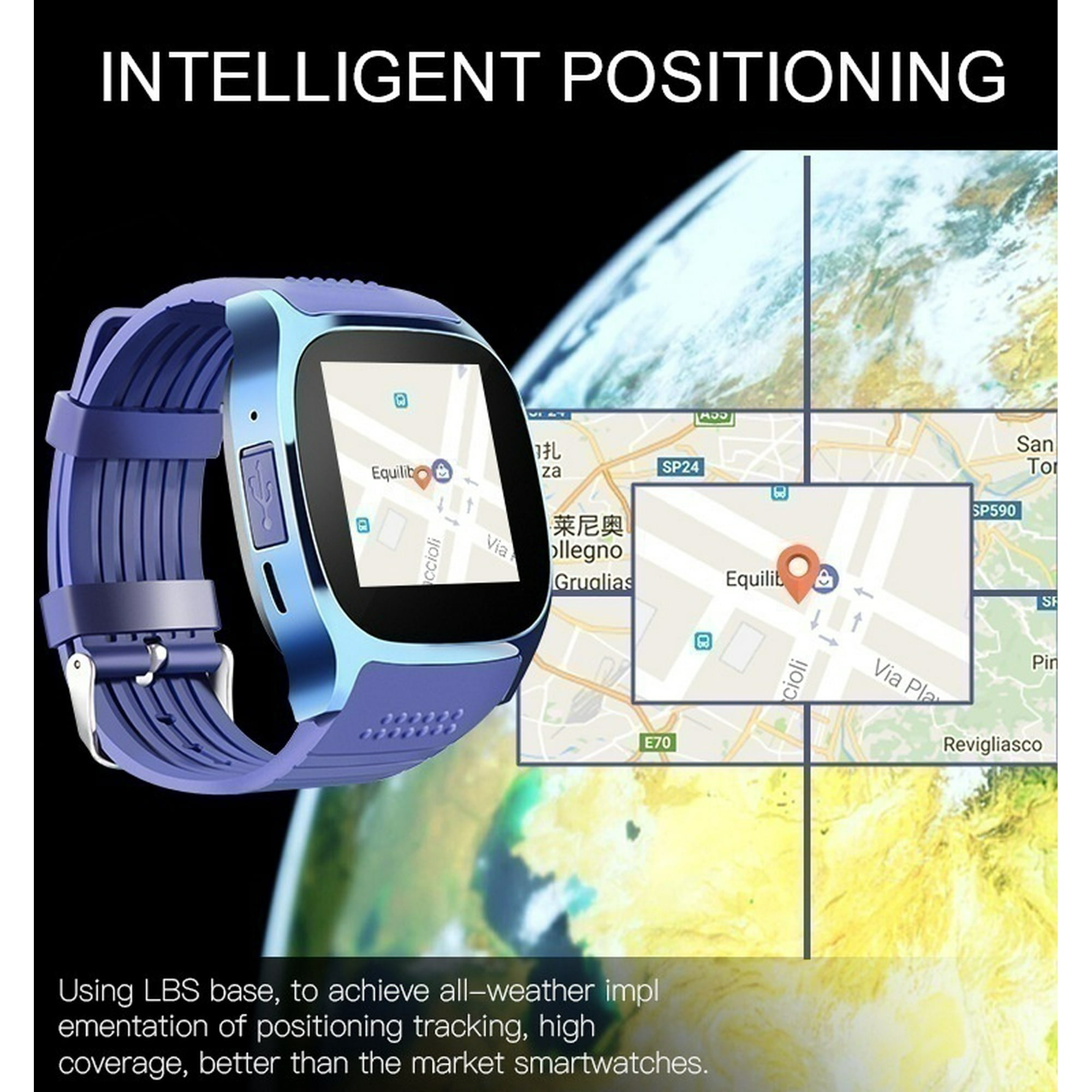 T8 Bluetooth Smart Watch with Camera Music Player Facebook Whatsapp Sync SMS Smartwatch Support SIM TF Card for Android Walmart