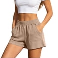 thumbnail image 4 of Hurxie Sweat Shorts for Women Casual Summer Athletic Short Elastic Waist Comfy Lounge Shorts Bottoms with Pockets Coffee,XL, 4 of 7