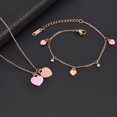 thumbnail image 2 of Nuevo Estilo De Acero Inoxidable Esmalte Rosa Doble Corazón Collar Piedra Titular Conjunto De Pulsera De Oro De 18 Quilates Titanio Do, 2 of 3