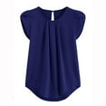 thumbnail image 5 of Giftesty Womens Blouses and Tops Clearance Women's Chiffon Solid Color Short Sleeve Round Neck Casual Shirt Short Sleeve Blouse, 5 of 5