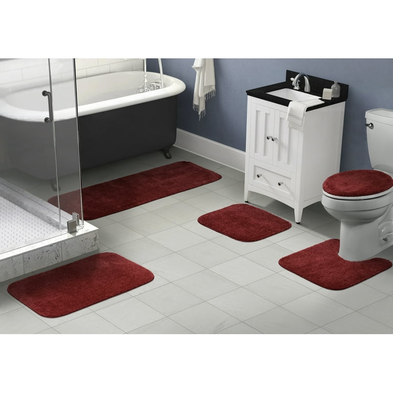 Free Shipping Garland Rug Traditional Washable Bath Rug Set 5 Piece Set 2 Bath Rugs Contour Lid Runner Chili Red Walmart