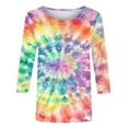 thumbnail image 5 of Womens Summer Shirts and Tops Womens Summer T Shirts Graphic Womens 3/4 Sleeve Tops and Blouses Oversized Tee Shirts Tie Dye Shirt Women Oversized, 5 of 5