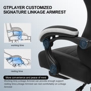 GTPLAYER Ergonomic Pocket Spring Cushion Gaming Chair with Footrest and Linkage Armrests, Black