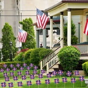 CuiLiyq 10 Pcs Patriotic Pinwheel, 8.26 Inch Red White and Blue Plastic Wind Spinner, 4th of July Garden Yard Outdoor Decor for Memorial Day Party
