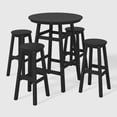 thumbnail image 2 of WestinTrends Malibu 5-Piece HDPE Outdoor Patio Dining Bar Bistro Table Set with Bar Stools, Black, 2 of 10