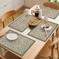 thumbnail image 5 of Abstract Flowers Print Placemats Set of 4 Retro Bohemia Ethnic Botanical Style Place Mats Indoor Wipeable Table Mats Washable Cloth Dining Table Placemats for Kitchen Holiday Party Decor 13x19 Inch, 5 of 9