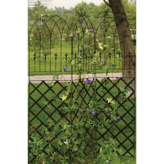 Panacea Gothic Garden Screen with Lattice, Black, 72"H, 89660
