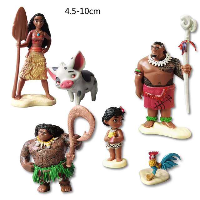 Juguetes de Disney zhangmengya 6-12 unids/set 6-10 cm Princesa Moana Maui Jefe Tui Tala Heihei Tamatoa PVC