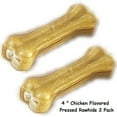 thumbnail image 1 of DOG CHEWS for LESS! Rawhide 2 Packs at Discounted Price Beef Chicken or Natural(Chicken 4" Pressed Rawhide), 1 of 1