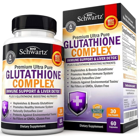BioSchwartz Antioxidant Glutathione Complex with Milk Thistle, Liver & Immune Support, 60 Count