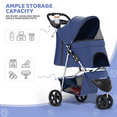 thumbnail image 5 of Magshion Foldable Pet Dog Stroller with Wheels, Cat Dog Stroller with Storage Basket and Cup Holder for Small and Medium Cats, Dogs, Puppy, Navy Blue, 5 of 13