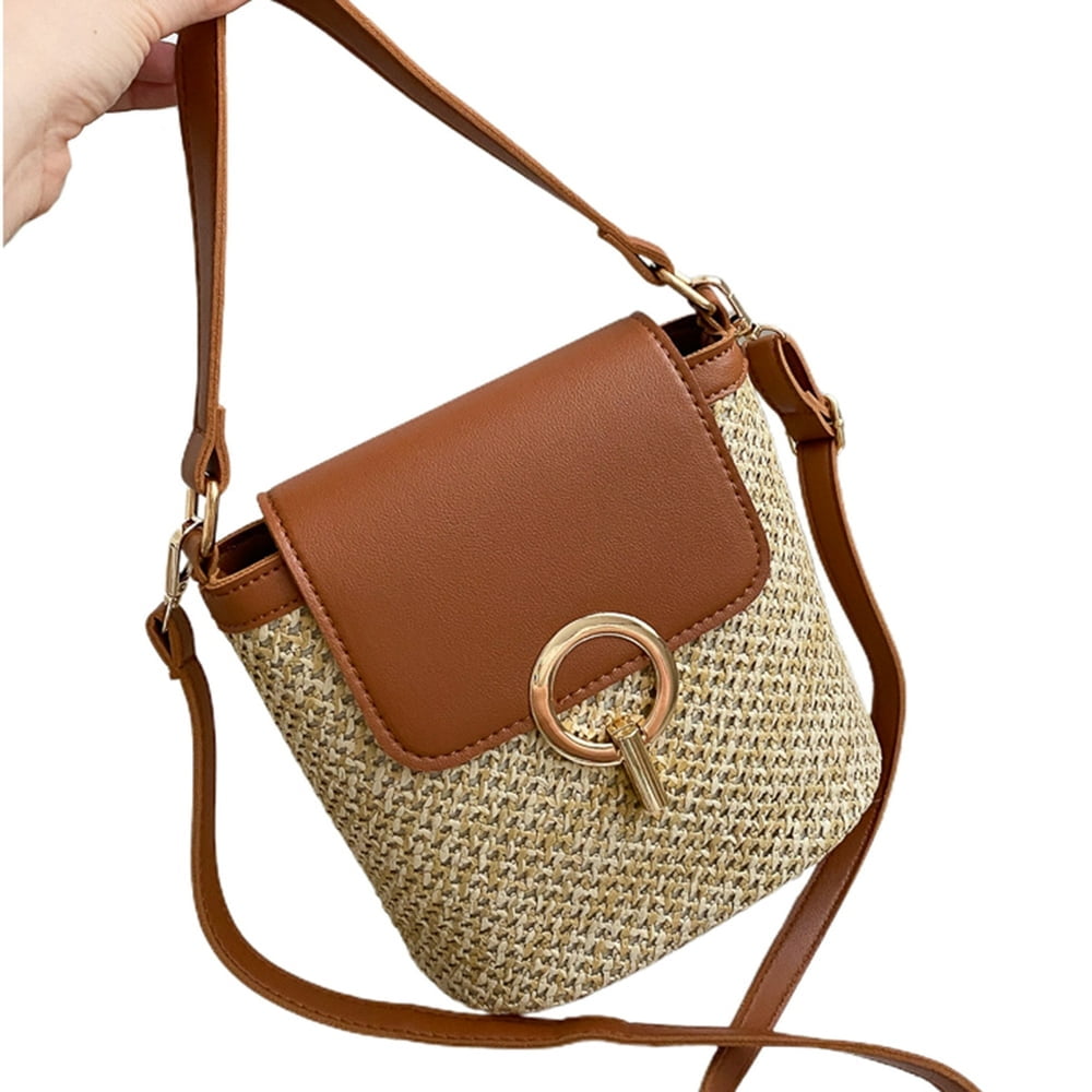 CHUANK Femmes Sac de Paille Esthétique Mignon Tissé Crossbody