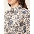 thumbnail image 5 of Moomaya Women Printed Cotton Dress Ruffled Collar Cuffed Sleeves Belted Mini Dress, 5 of 8