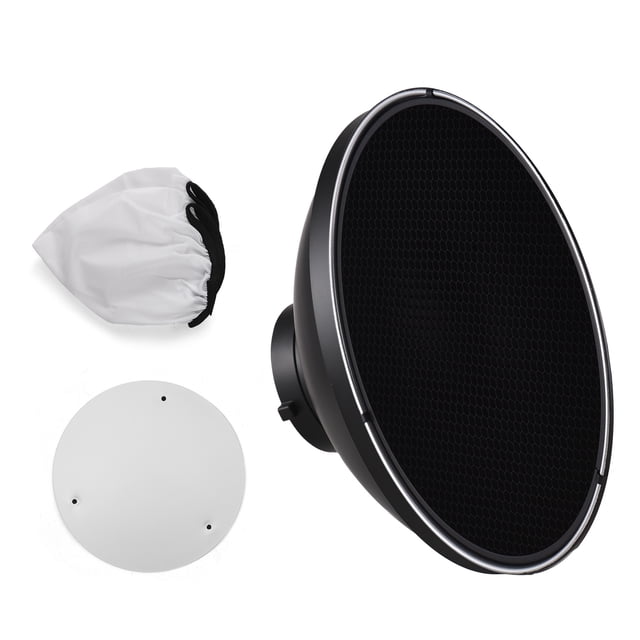 30cm/11.8in Standard Reflector Beauty Dish Bowens Mount with White Diffuser Reflector Honeycomb Grid for Studio Portrait Photography Strobe Flash Light