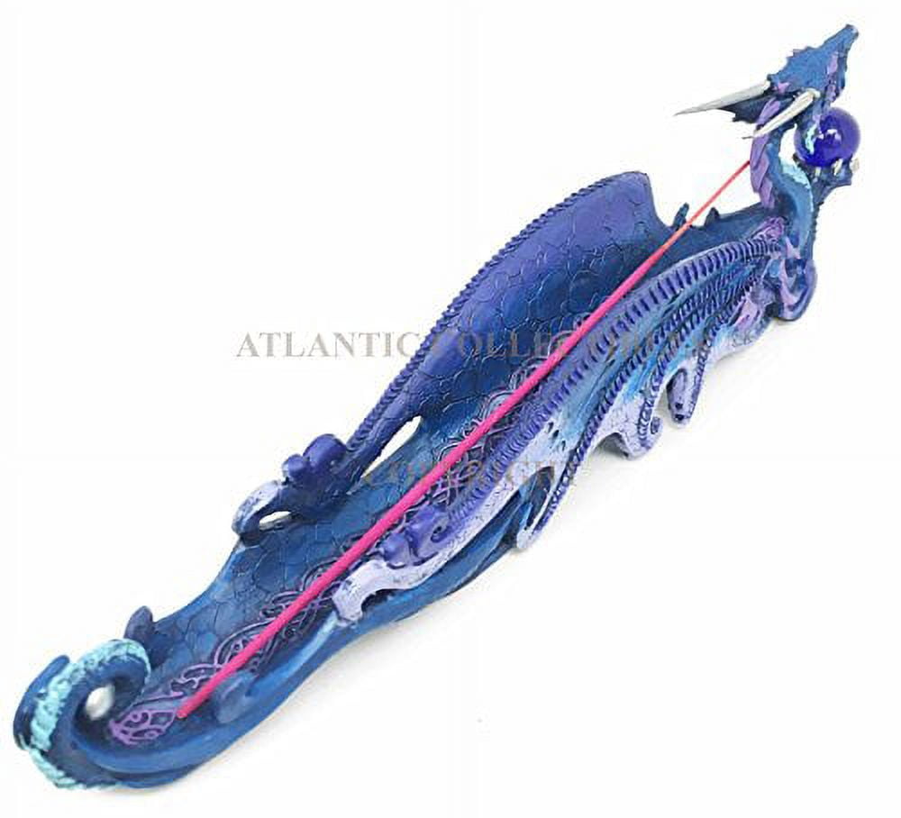 Myth & Legend Blue Leviathan Deep Sea Dragon Incense Holder & Burner Figurine Sculpture For Fantasy Lovers Magic and Dungeons