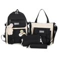thumbnail image 1 of Women Fashion Canvas Hit Color Backpack Shoulder Bag Pencil Case (Black), 1 of 10